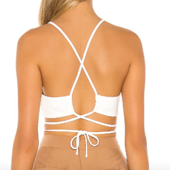 Kiya Tie Back Crop Top, White, Size XXS - Picture 2 of 2